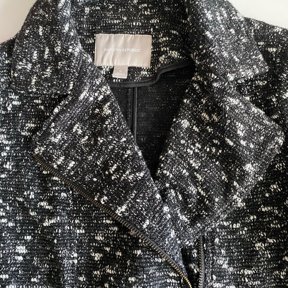 Banana Republic Knit Zip Moto Twead Marled Fall Winter Jacket Coat - Picture 4 of 9